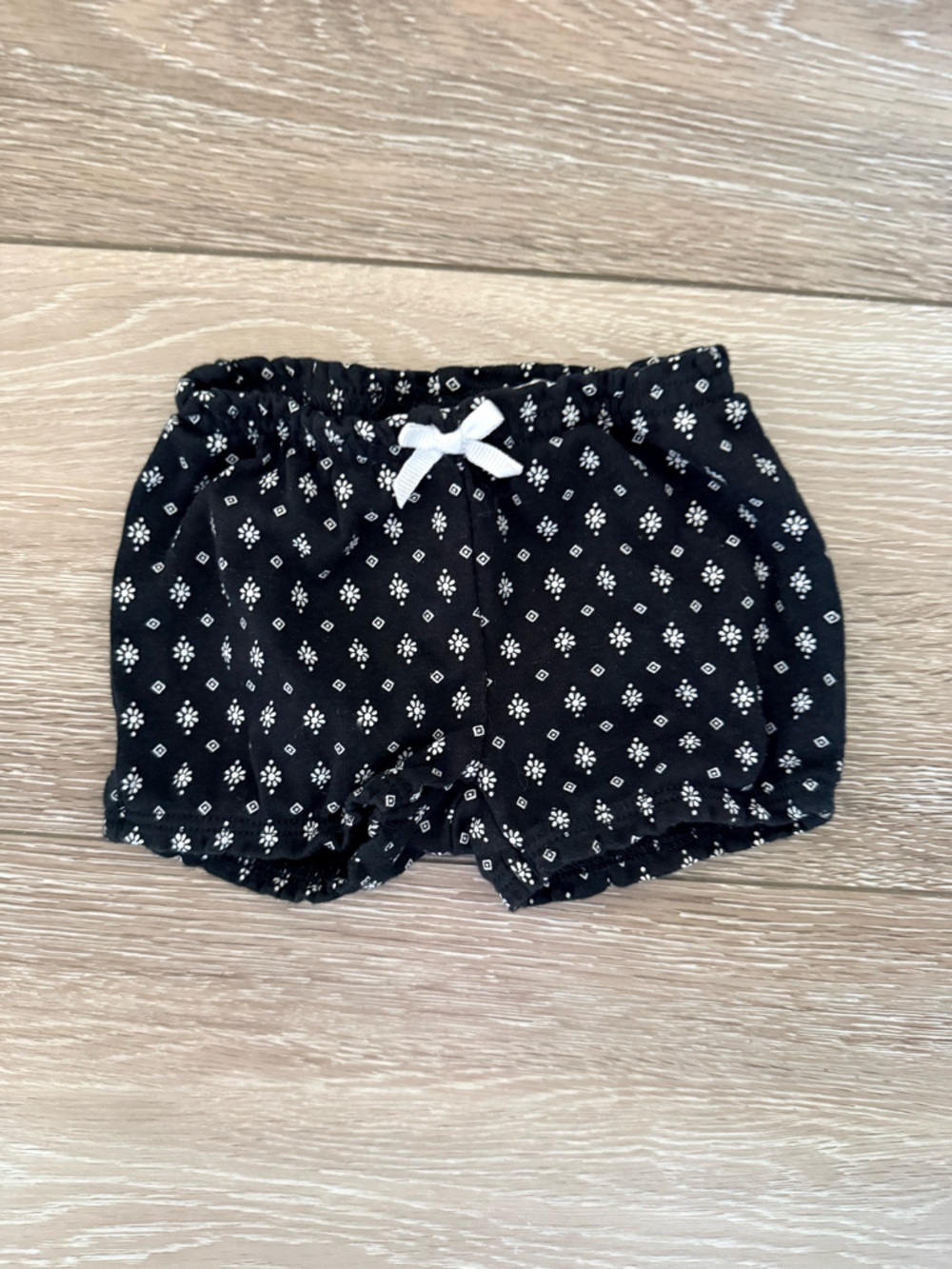 Carter's Black Floral Print Baby Shorts with White Bow